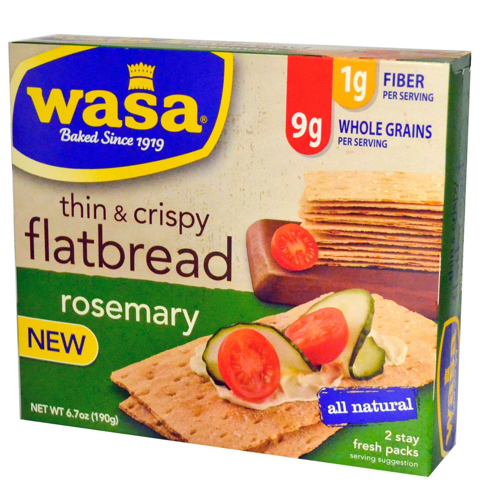 Wasa Flatbread, Thin & Crispy Flatbread, Rosemary, 6.7 oz (190 g) - iHerb