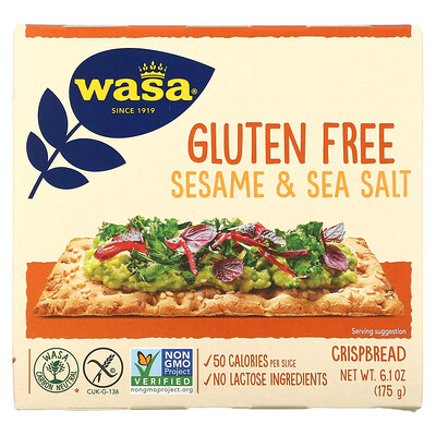 Wasa Flatbread Crispbread, Sesame & Sea Salt, Gluten Free, 6.1 oz (175 g)