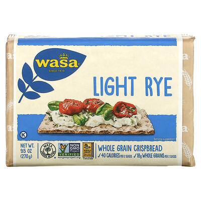Wasa Flatbread цельнозерновые хрустящие хлебцы, светлая рожь, 270 г (9,5 унции)