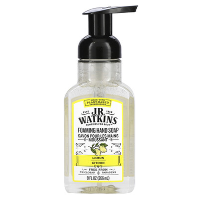J R Watkins Пенящееся мыло для рук, лимон, 266 мл (9 жидк. Унций)