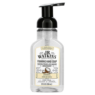 J R Watkins Пенное мыло для рук, кокос, 9 жидких унций (266 мл)