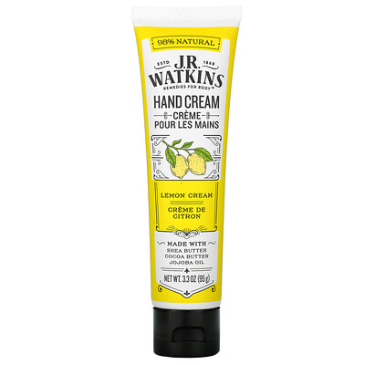 J R Watkins Hand Cream, Lemon Cream, 3.3 oz (95 g)