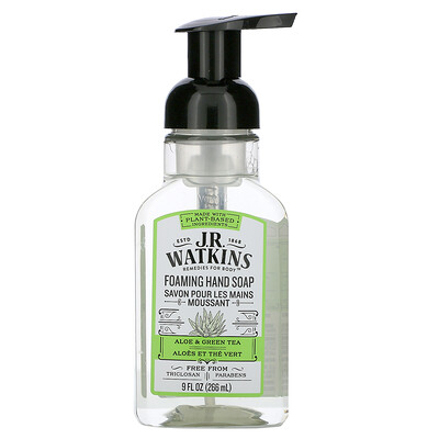 J R Watkins Foaming Hand Soap, Aloe & Green Tea, 9 fl oz (266 ml)