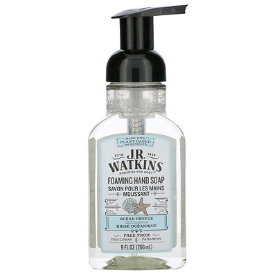 J R Watkins Foaming Hand Soap, Ocean Breeze, 9 fl oz (266 ml)