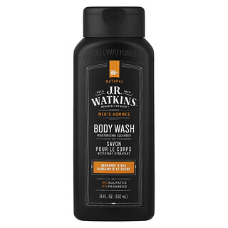 J R Watkins, Pánský sprchový gel, bergamot a dub, 18 fl oz (532 ml)