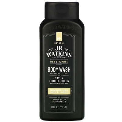 J R Watkins Men's Body Wash, Sandalwood Vanilla, 18 fl oz (532 ml)