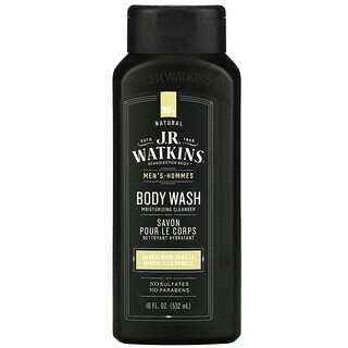 J R Watkins, 男性專用沐浴露，檀香木質香味草味，18 液量盎司（532 毫升）