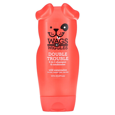 Wags & Wiggles  Double Trouble 2-in-1 Shampoo & Conditioner  Wild Watermelon  16 fl oz (473 ml)