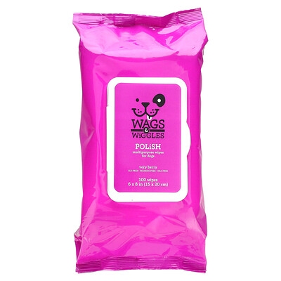 Wags & Wiggles  Polish  Multipurpose Wipes for Dogs  Very Berry   100 Wipes