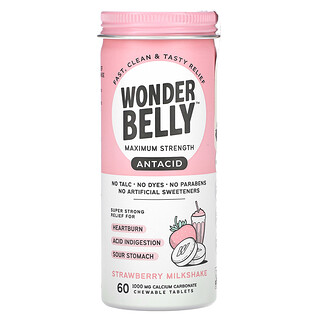 Wonderbelly, Antiacide, Milkshake à la fraise, 60 comprimés à croquer (1000 mg par comprimé)