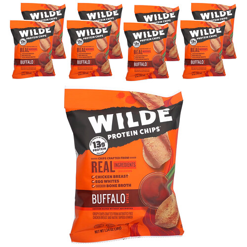 Wilde Brands Protein Chips®, Buffalo Style, 8 Bags, 1.34 oz (38 g) Each