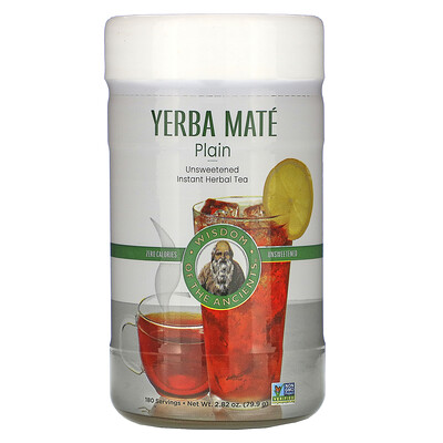 Wisdom Natural Yerba Mate Plain, Unsweetened, Instant Herbal Tea, 2.82 oz (79.9 g)