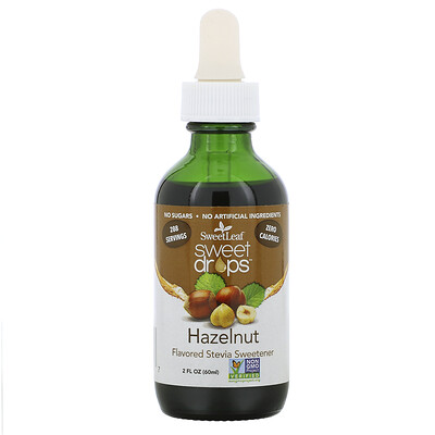 Wisdom Natural SweetLeaf, Sweet Drops Stevia Sweetener, Hazelnut, 2 fl oz (60 ml)