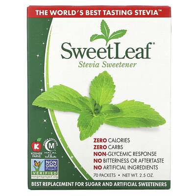 Wisdom Natural SweetLeaf, Natural Stevia Sweetner, 70 Packets, 2.5 oz