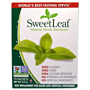 Wisdom Natural, SweetLeaf, природный заменитель сахара стевия, 70 пакетов