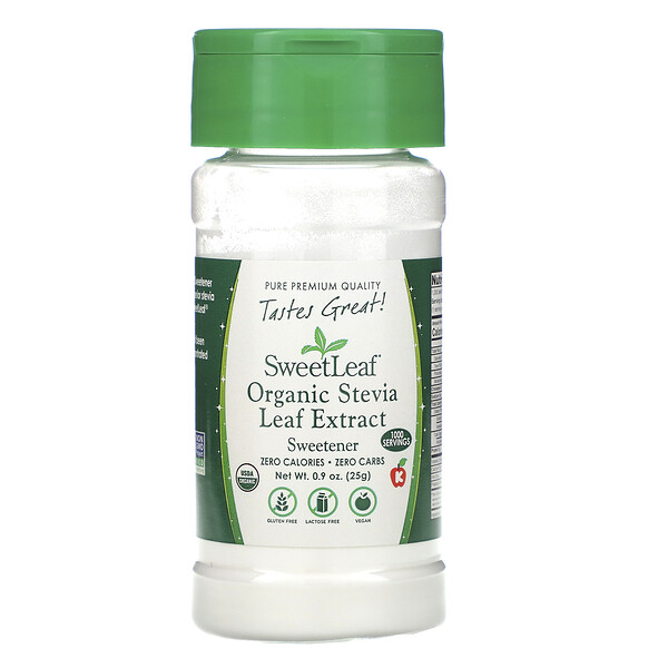 Wisdom Natural‏, SweetLeaf, Organic Stevia Leaf Extract, Sweetener, .9 oz (25 g)