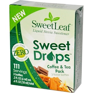 Отзывы о Виздом Натуралс, SweetLeaf, Sweet Drops Coffee & Tea Pack, 3 Flavor Bottles, .2 fl oz (6 ml) Each