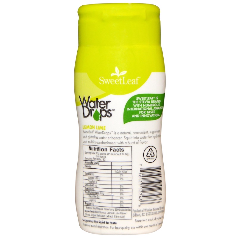 Wisdom Natural, Water Drops, Stevia Water Enhancer, Lemon Lime, 2.1 fl