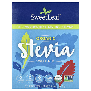 SweetLeaf Stevia, Organic Stevia Sweetener, 70 Packets, 0.028 oz (0.8 g) Each