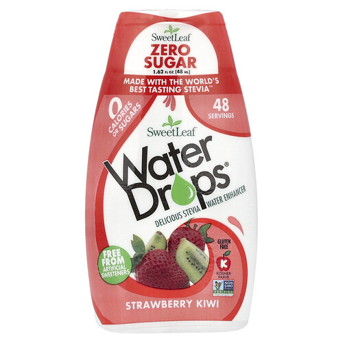 Wisdom Natural, SweetLeaf, Water Drops, Delicious Stevia Water Enhancer, Strawberry Kiwi, 1.62 fl oz (48 ml)