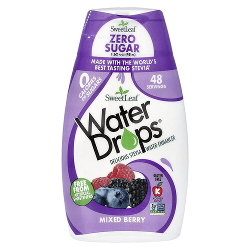 SweetLeaf Stevia, Water Drops®, Delicious Stevia Water Enhancer, Mixed Berry, 1.62 fl oz (48 ml)