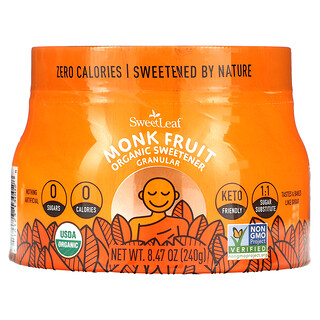 SweetLeaf Stevia, Fruto del monje, Endulzante orgánico, Granular, 240 g (8,47 oz)