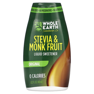 

Whole Earth, Stevia & Monk Fruit Liquid Sweetener, Original, 1.62 fl oz (48 ml)