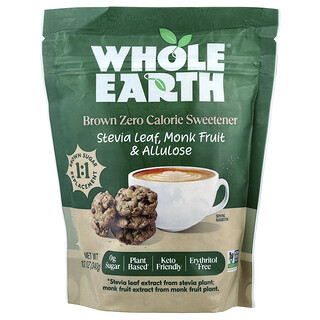 Whole Earth, Hoja de estevia marrón, Fruto del monje y alulosa, 340 g (12 oz)