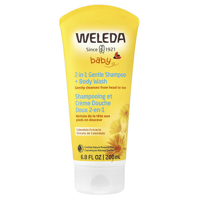Weleda, Bebés, Champú y jabón líquido para el cuerpo suave 2 en 1, Extractos de caléndula, 200 ml (6,8 oz. líq.)