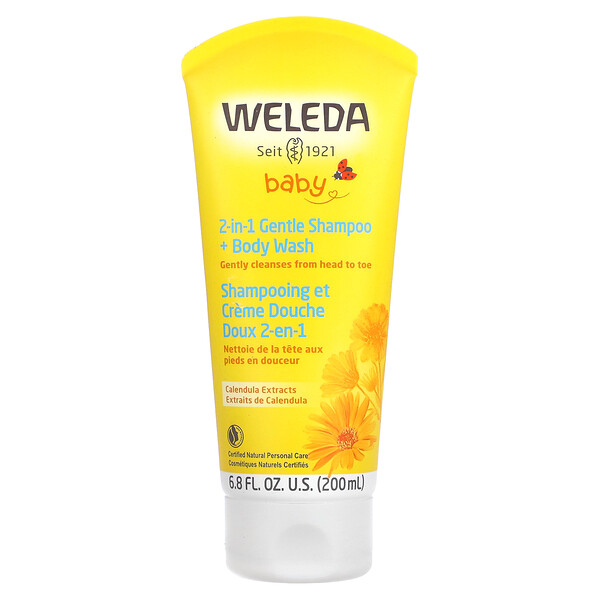 Weleda‏, שמפו וג‘ל רחצה עדין 2 ב-1 עם תמציות קלנדולה, 200 מ"ל (6.8 אונקיית נוזל)