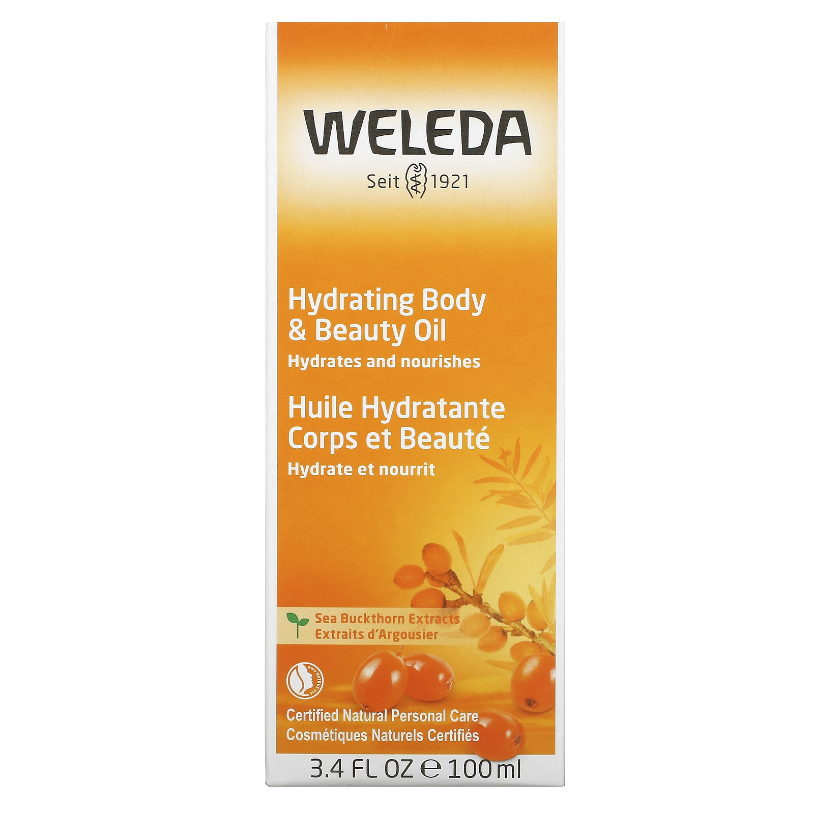 Weleda, Hydrating Body & Beauty Oil, Sea Buckthorn Extracts, 3.4 fl oz