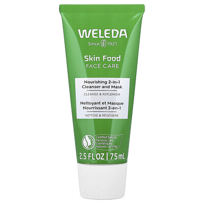 Weleda, Skin Food Face Care, Nourishing 2-in-1 Cleanser and Beauty Mask, 2.5 fl oz (75 ml)