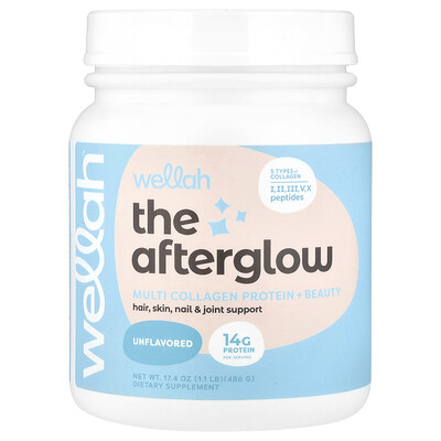 Wellah  The Afterglow  Multi Collagen Protein + Beauty  Unflavored  1.1 lb (486 g)