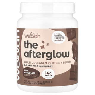 Wellah, The Afterglow, Multi Collagen Protein + Beauty, melkchocolade, 588 g