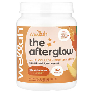 Wellah, Afterglow, Çoklu Kolajen Protein + Güzellik, Portakal Mango, 1,2 lb (534 g)