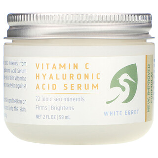 White Egret Personal Care, Sérum à l'acide hyaluronique et à la vitamine C, 2 fl oz (59 ml)