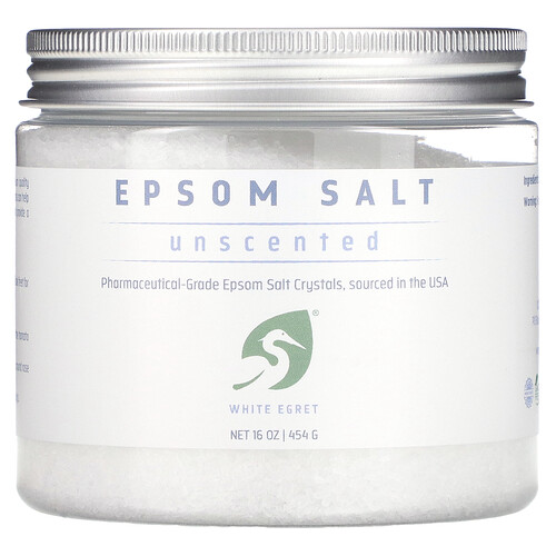 White Egret Epsom Salt, Unscented, 16 oz (454 g)