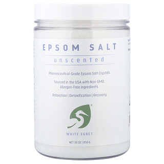 White Egret, Epsom Salt, Unscented, 30 oz (850 g)