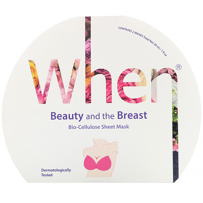 When Beauty Beauty and the Breast, Bio-Cellulose Sheet Mask, 2 Sheets, 0.5 fl oz (15 ml) Each