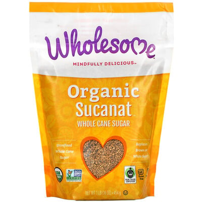 Wholesome Organic Sucanat, Whole Cane Sugar, 16 oz (454 g)