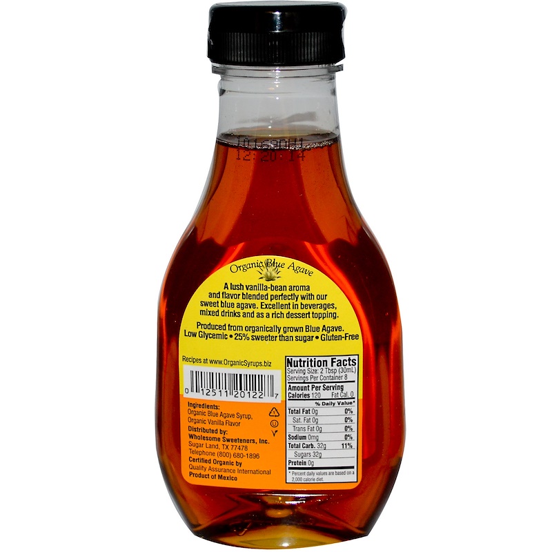 Wholesome, Organic Blue Agave Vanilla Flavored Syrup, 11.75 oz (333 g