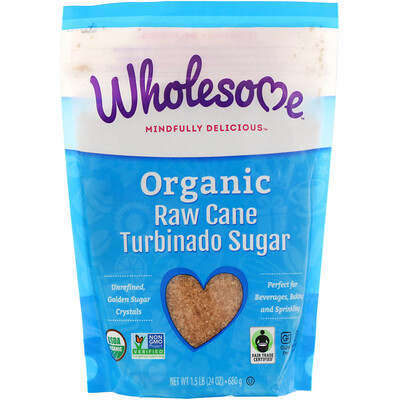 Wholesome Органический турбинадо, нерафинированный тростниковый сахар, 24 унции (680 г)