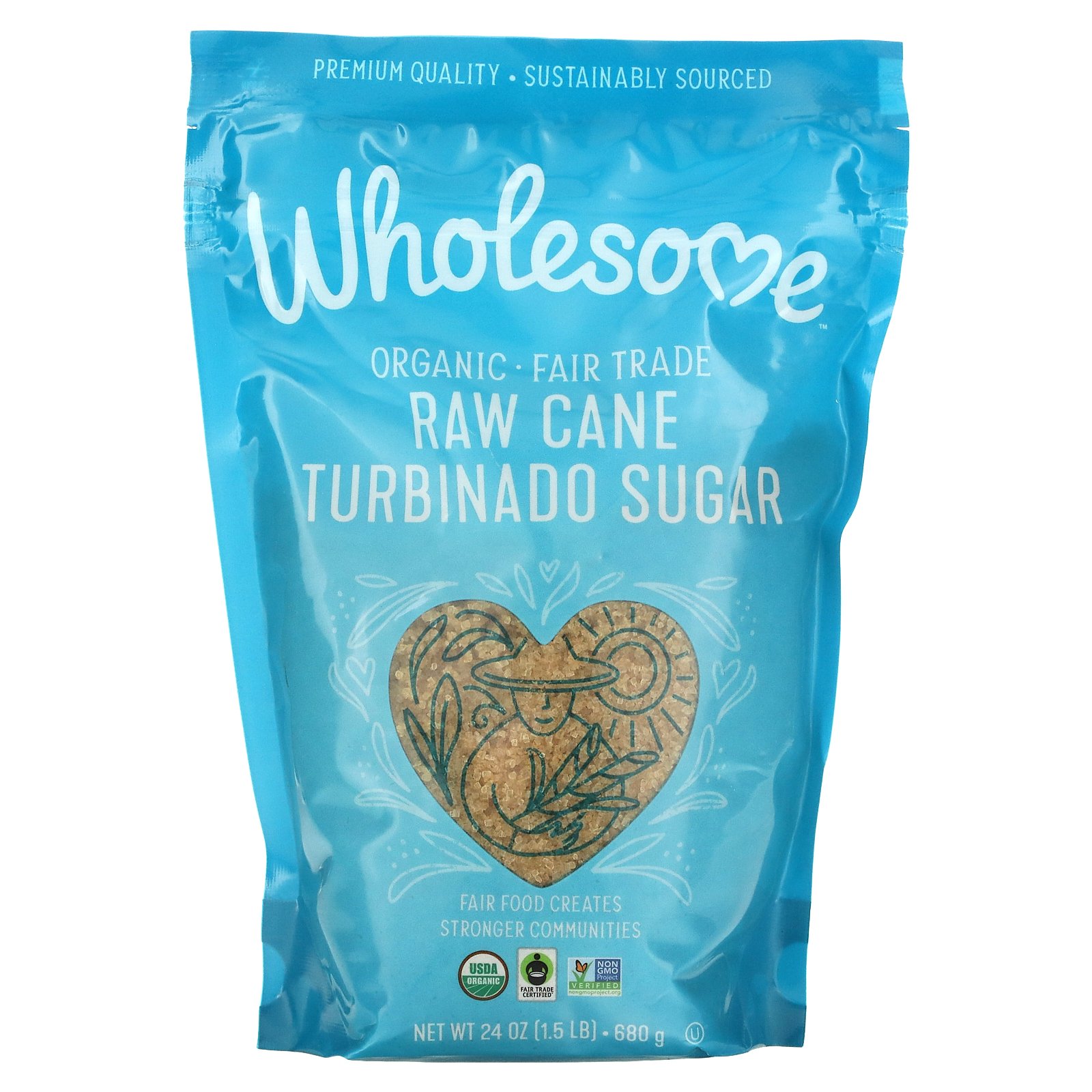 Wholesome Sweeteners Organic Raw Cane Turbinado Sugar 15 Lbs 680 G