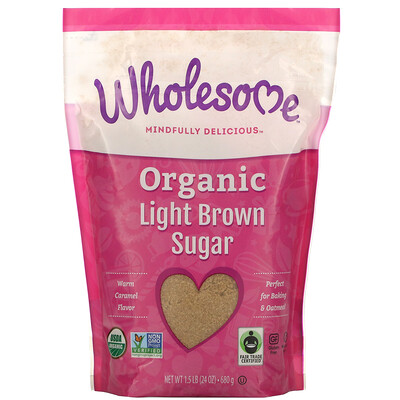 Wholesome Органический легкий коричневый сахар, 1.5 фунта (680 г)