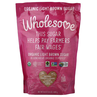 Wholesome Sweeteners, 유기농 밝은 갈색 설탕, 680g(24oz)