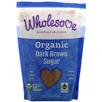 Wholesome Органический коричневый сахар, 680 г (24 унции) – 1,5 фунта