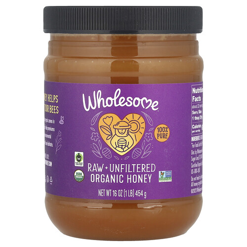 Wholesome Sweeteners, Raw + Unfiltered Organic Honey , 16 oz (454 g)
