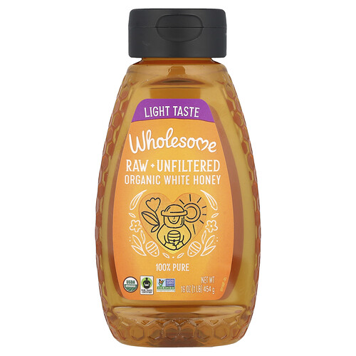 Wholesome Sweeteners, Raw + Unfiltered Organic White Honey, 16 oz (454 g)