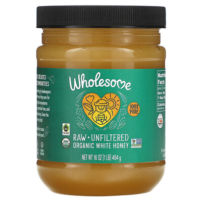 

Wholesome Sweeteners, Organic White Honey, Raw + Unfiltered, 16 oz (454 g)