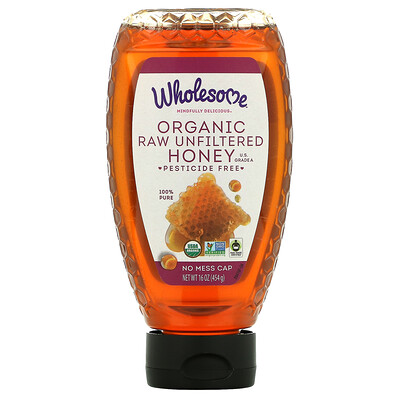 Wholesome Organic Raw Unfiltered Honey, 16 oz (454 g)  - купить со скидкой